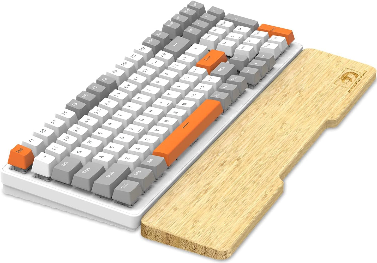 Bamboo Keyboard Wrist Rest for Computer Keyboard, Ergonomic Mechanical Keyboard Wrist Rest, Hard Wrist Rest for Pain Relief, Anti-Slip Keyboard Rest Pad for Laptop/PC Gaming/Mac (68-Key)
