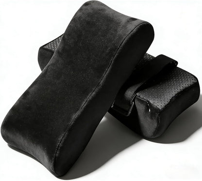 Ergonomic Memory Foam Chair Armrest Pads with Cooling Gel - Non-Slip Elbow Support Cushion for Office/Gaming/Desk Chairs, Washable Cover, Set of 2