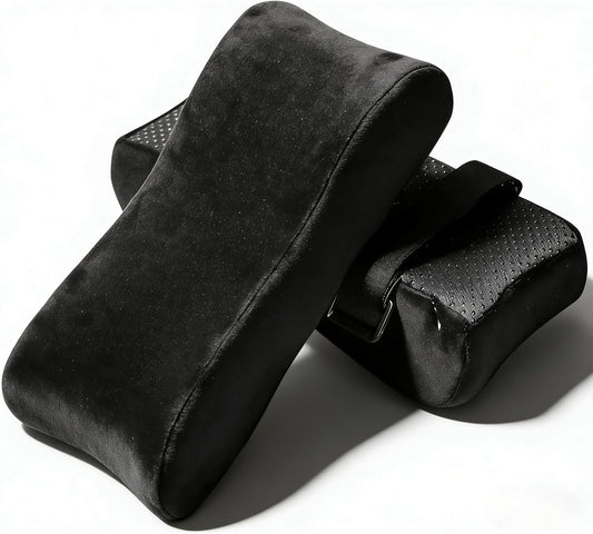 Ergonomic Memory Foam Chair Armrest Pads with Cooling Gel - Non-Slip Elbow Support Cushion for Office/Gaming/Desk Chairs, Washable Cover, Set of 2