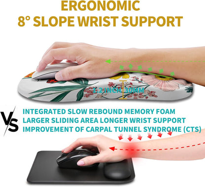 Hokafenle Ergonomic Mouse Pad Wrist Support, Wrist Rest Mousepad for Carpal Tunnel Pain Relief with Integrated Memory Foam Slope Massage Bulge (11.8x7.9 inch,Topographic Contour)