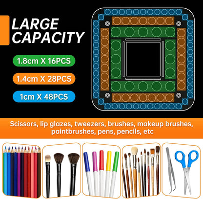 Rotating Paint Brush Holder 92 Holes and Large Compartment 360° Spinning Acrylic Paintbrush Holder Organizer Artist Brush Holder Watercolor Brush Stand Rack