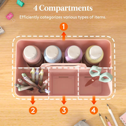 Lifewit 2 Pcs Plastic Caddy Organizer with Handle, Portable Art Supply Storage for Craft Supplies, Cosmetics, Holds Pencil, Crayon, Brushes, Hair Product, Dorm Shower Caddy, Clear, 25 x 15x 17cm