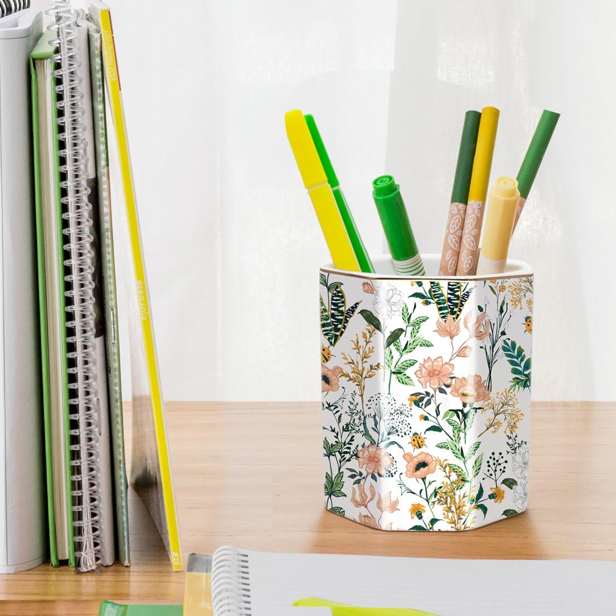 Pen Holder, Pencil Holder for Desk, Marble Desk Organizer Cute, Durable Ceramic Pencil Cup, Decorative Makeup Brush Holder Cup, Stationery Holder for Office, Home, Gray Marble