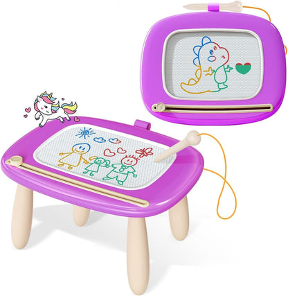 Kikidex Magnetic Drawing Board, Toddler Girl Toys for 1-3 Year Old, Doodle Board Pad Learning and Educational Toys for 1 2 3 Year Old Baby Kids Birthday Gift (Soft Pink)