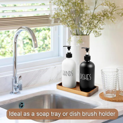 ALELION 8" Acacia Wood Bathroom Vanity Tray for Counter - Dresser Top Tray for Perfume Jewelry Candle Key Catchall - Small Kitchen Countertop Organizer for Soap Dispenser and Sponge Holder