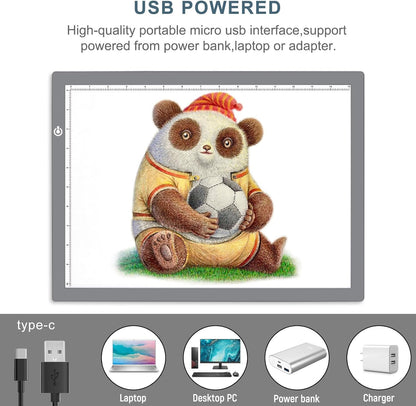 LitEnergy A3 Copy Light Board Tracing Box, Ultra-Thin Adjustable Drawing Tablet USB Power Artcraft LED Tracer Pad for Diamond Art Painting Accessories, Streaming, Sketching, Animation, Stenciling