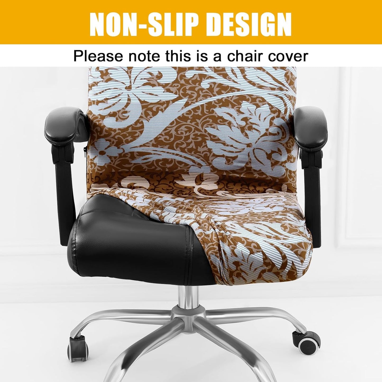 Smiry Stretch Printed Office Chair Armrest Covers, 2 Pcs Soft Fit Removable Washable Computer Desk Chair Arm Covers Protector, Black
