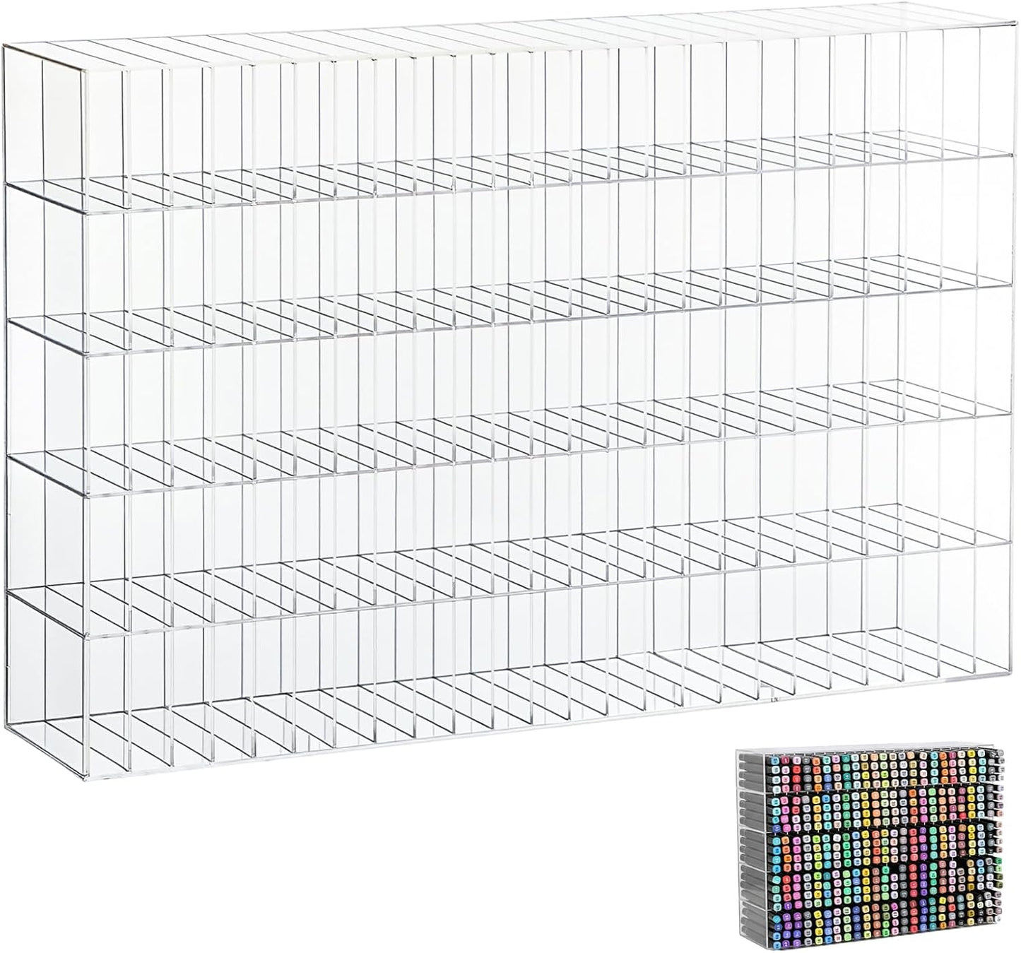 Colingmill Acrylic Marker Organizer for 480 Markers, Extra Large Art Marker Storage Rack for Desk, Durable Pencil Holder Desk Storage for Artists Teachers Students Office Birthday Gifts(Large)