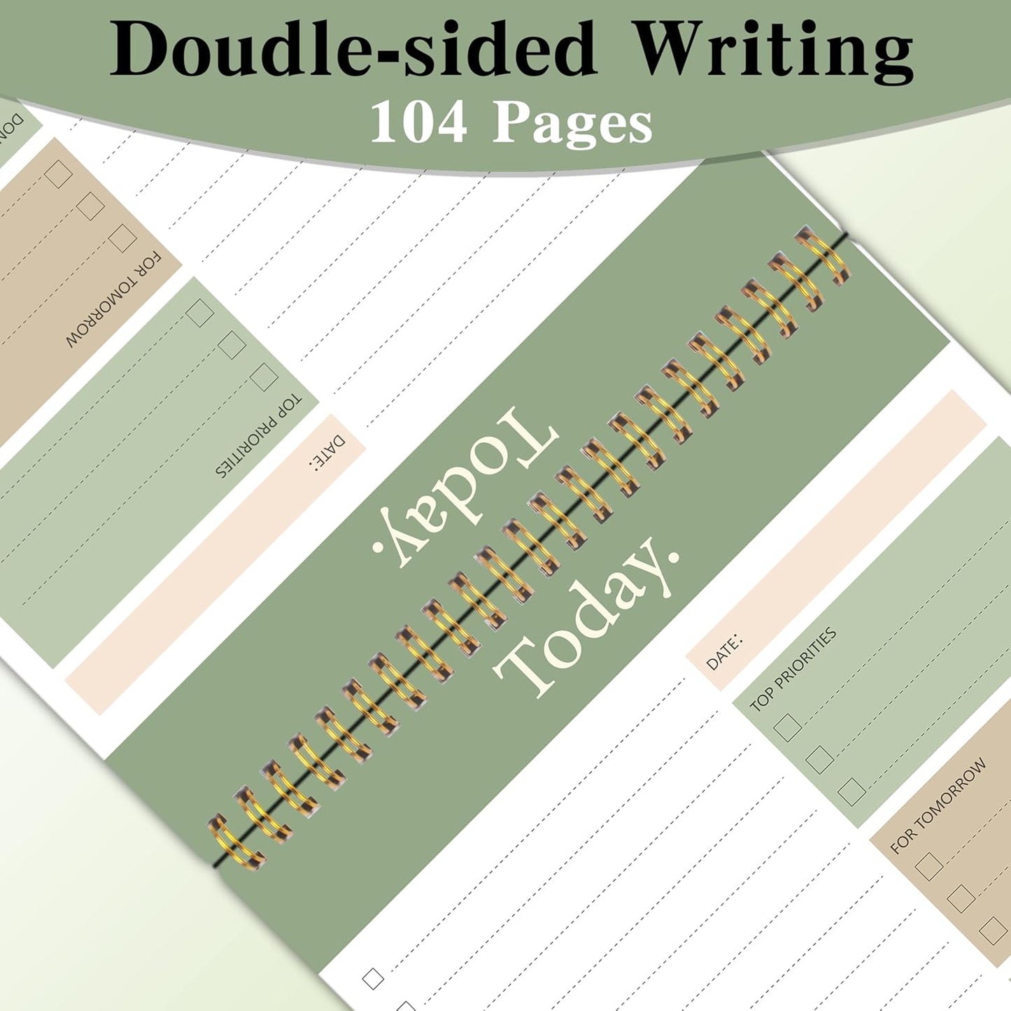 104 Pgs To Do List Notepad - Daily Planner Notepad Undated 52 Duplex-Printed Undated Sheets Tear Off, 6.5" x 9.8" Checklist Productivity Organizer with Hourly Schedule for Tasks