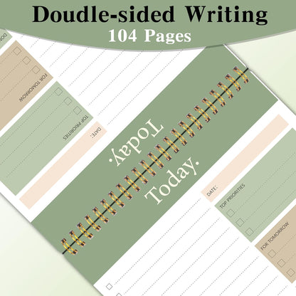 104 Pgs To Do List Notepad - Daily Planner Notepad Undated 52 Duplex-Printed Undated Sheets Tear Off, 6.5" x 9.8" Checklist Productivity Organizer with Hourly Schedule for Tasks