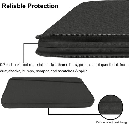 Laptop Sleeve 15.6 inch, Durable Computer Carrying Bag Protective Case Briefcase Handbag with Front Pocket, Slim Laptop Cover for 15-16 Inch HP, Dell, Lenovo, Asus, Notebook, Black
