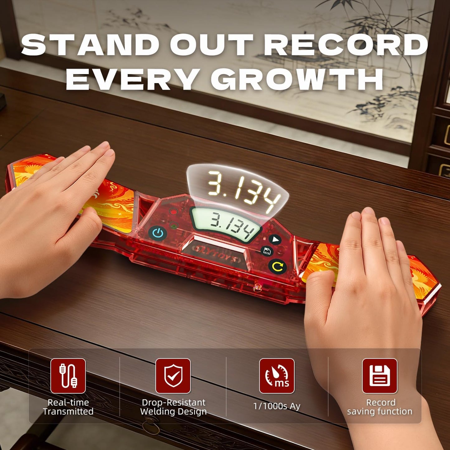 Professional Speed Cube Timer,Touch Control Timer with Display,Cube Race Stack Competition a Great Gift for Boys and Girls (Vermilion Bird)