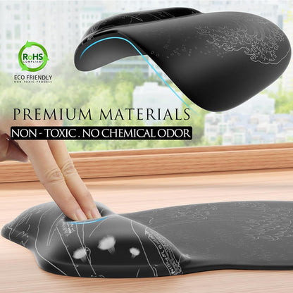 MROCO Ergonomic Mouse Pad with Gel Wrist Rest, Smooth Wrist Support Surface, Non-Slip PU Base for Pain Relief, Comfortable Mousepad for Computer, Laptop, Office & Home, 9.4 x 8.1 in, Black