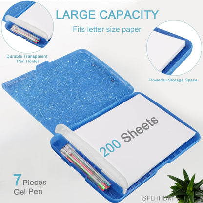 Glitter Clipboard with Storage,Storage Clipboard with Pen Holder,A4 Binder Clip Boards 8.5x11 with Low Profile Clip,Side Opening Sparkle Clipboards, Clipboards Folder for Office Supplies-Starry Black
