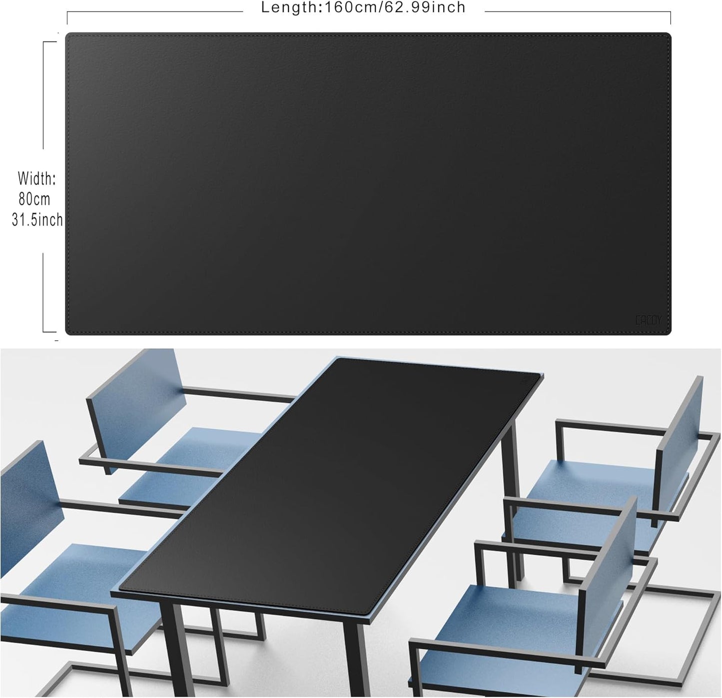 Cacoy 36" x 20" Leather Desk Mat for Home Office, Extra Large PU Leather Desk Pad Blotters, Waterproof Computer Keyboard Mat, Extended Gaming Mouse Pad, Desk Protector for Desktop and PC Laptop, Black
