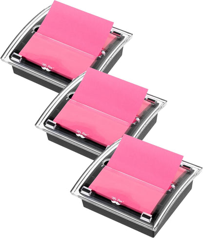 Mr. Pen- Pop Up Note Dispenser, 3" x 3", 2 Pack, Black Base, Clear Top, Sticky Note Dispenser, Sticky Note Holder for Desk