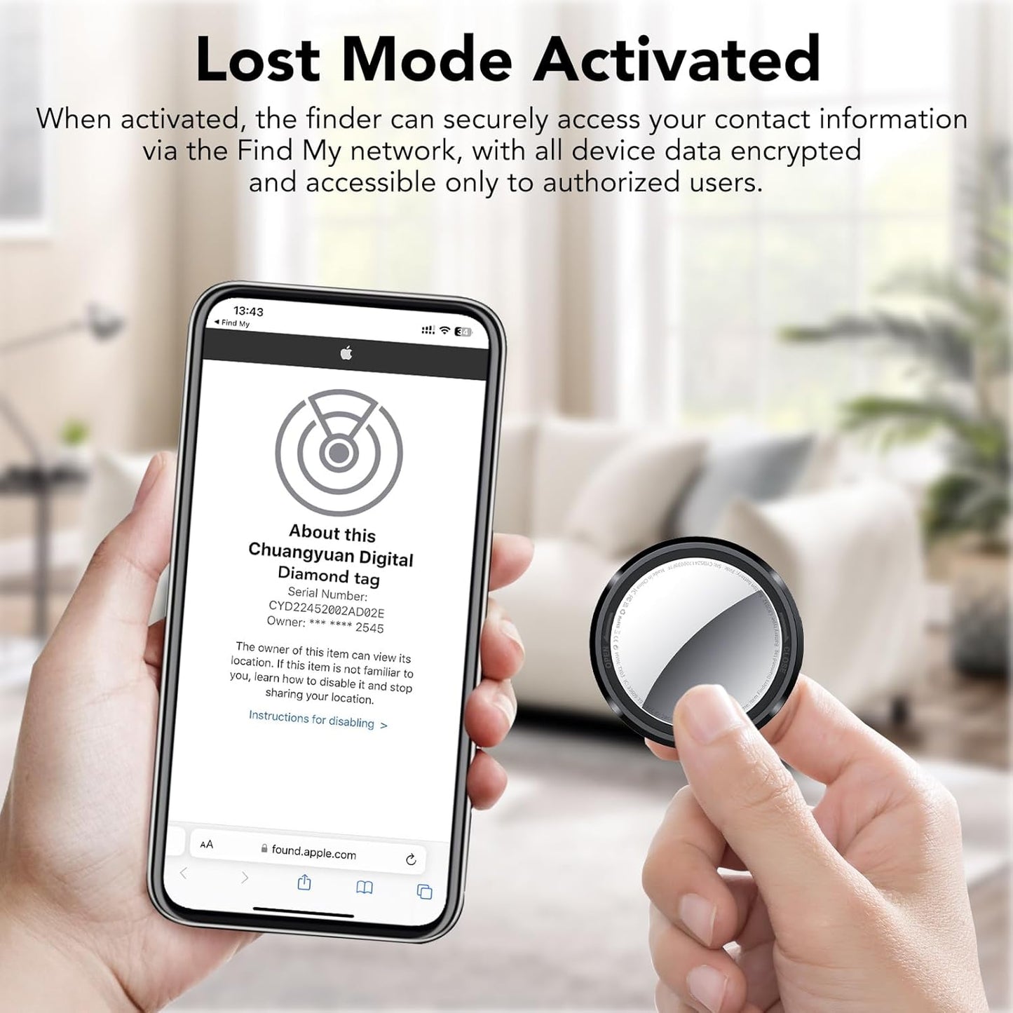 New Tracker Tag-1 Pack (Black), QCOQ Bluetooth 5.3 Tracker Tag Work with Apple Find My (iOS Only), Smart Tag with Protective Case/Keychain/Lanyard, Item Finder for Key/Wallet/Bag, Replaceable Battery