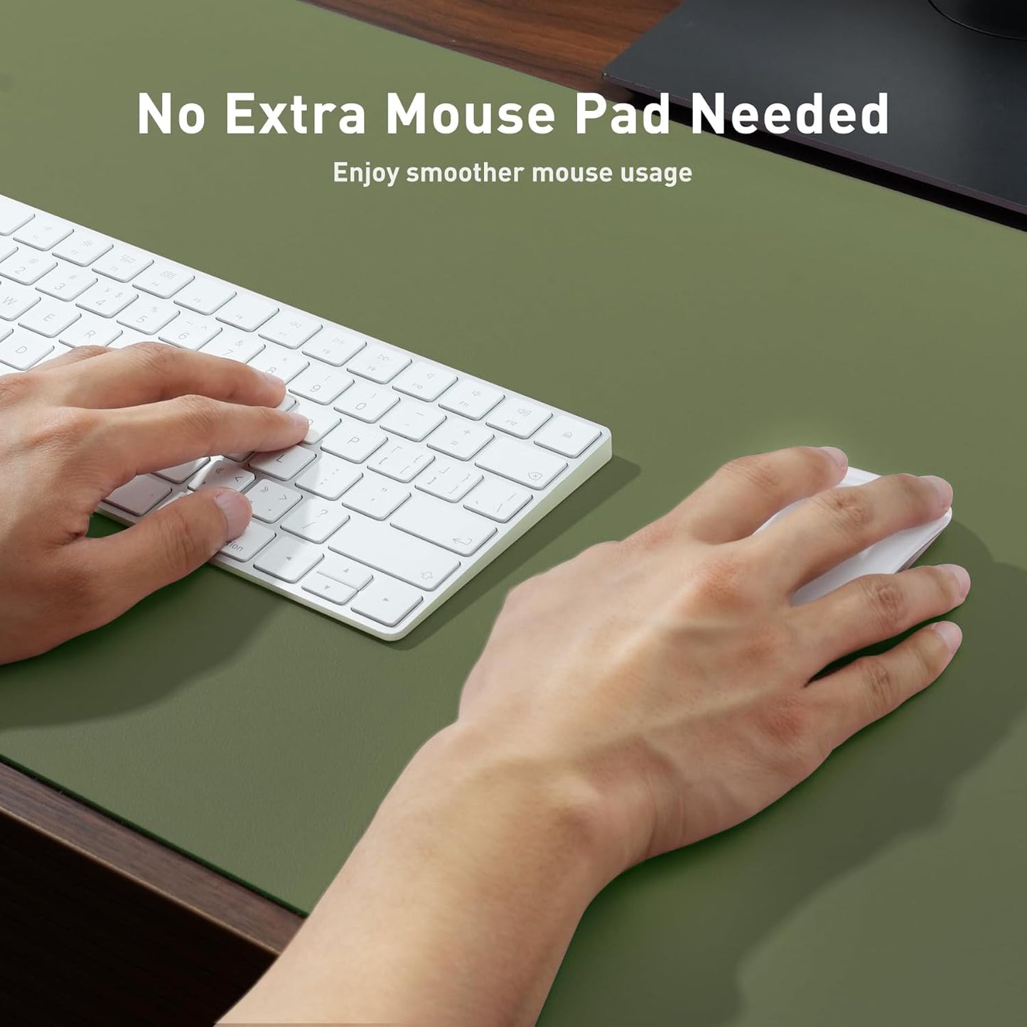 Aothia Leather Office Desk Pad Protector, Non-Slip PU Leather Desk Blotter, Waterproof Laptop Writing Mouse Pad for Office and Home, Black, 31.5" x 15.7" - Colors B