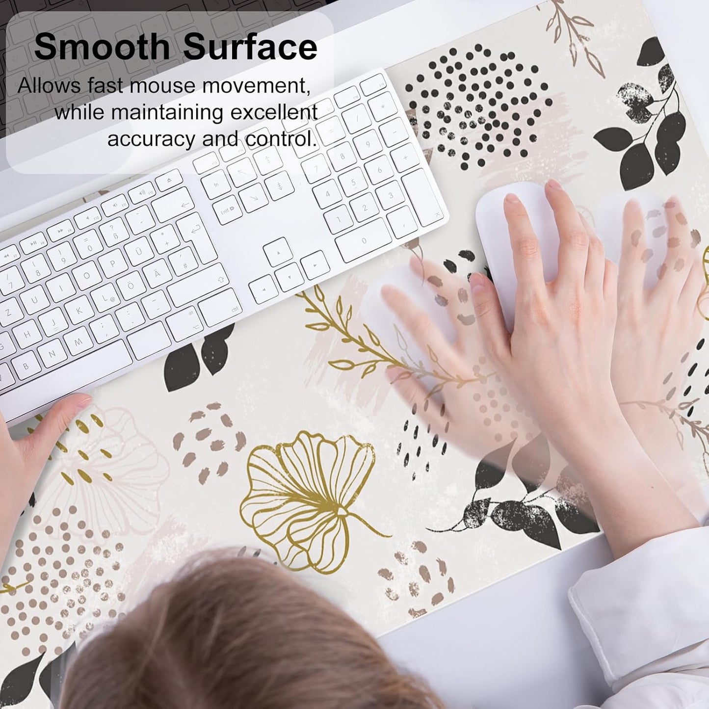QIYI Large Mouse Pad, Cute Pink Desk Mat for Desktop, Women Girls PU Leather Desk Pad Waterproof Gaming Mousepad, Rose Gold Marble Computer Protector Writing Pad for School Office Home 31.5" x 15.7"