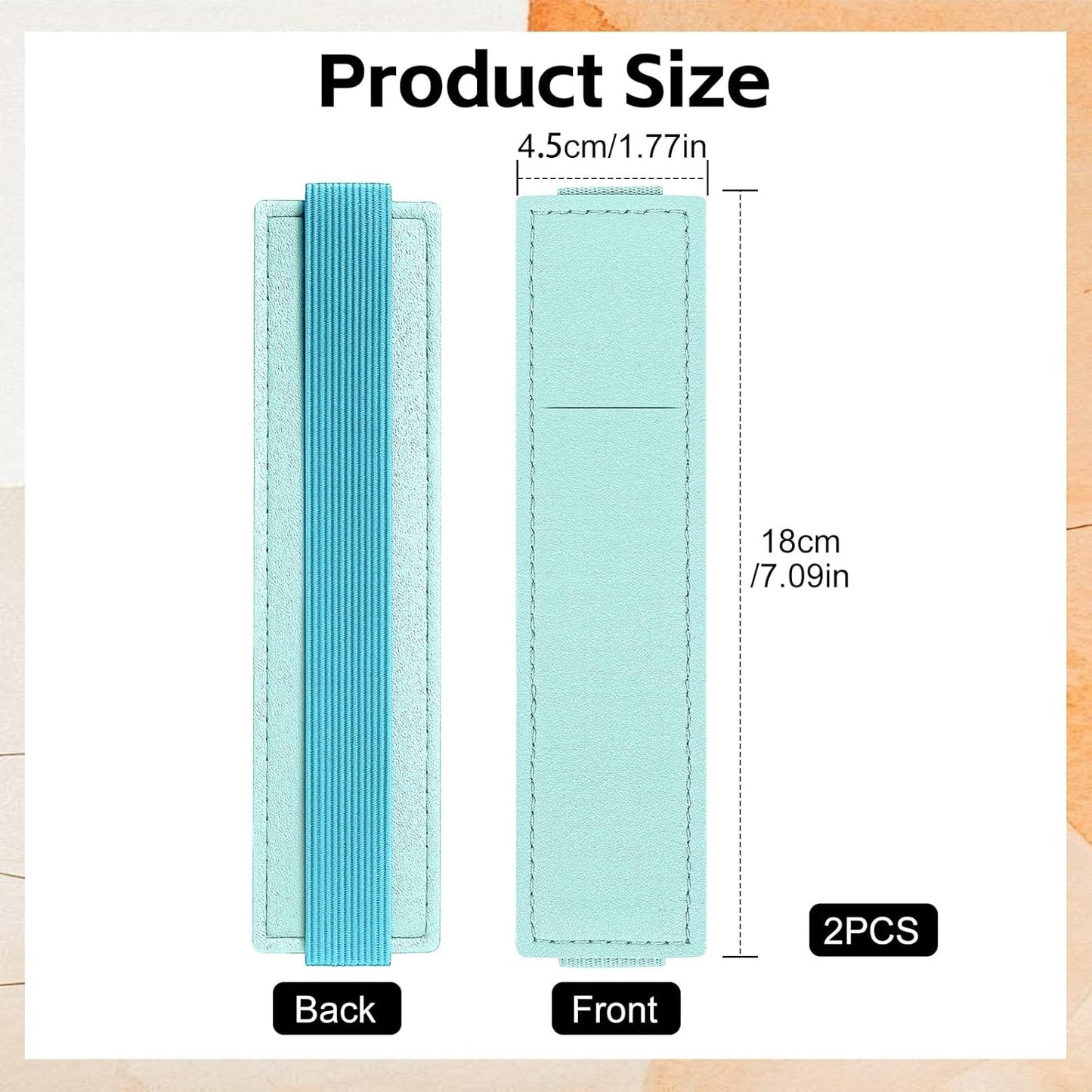 Tokusatsu 2 Pack Adjustable Elastic Pen Holder for Notebook, PU Leather Pencil Pouch with Stretchable Band, Fits Journals, Binders, Planners, Books, Portable Pen Sleeve Pouch, Off-White