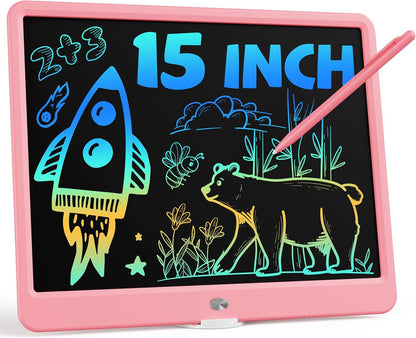 Bravokids 12 Inch LCD Writing Tablet for 3 Year Olds - Electronic Drawing Pad and Doodle Board as Educational Birthday Gifts for Girls and Boys (Pink)