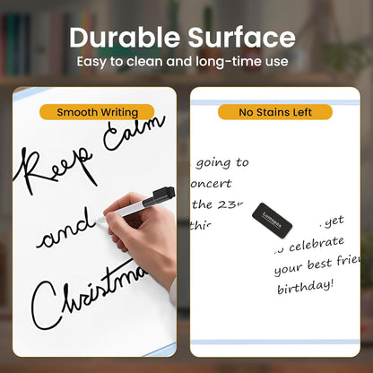 Small Dry Erase Board for Wall, 16" x 12" Double-Sided Hanging Whiteboard, Magnetic White Board with 4 Markers, 4 Magnets and 3 Mini Sticky Notes, Portable Whiteboard for Kids, School, Home, Office