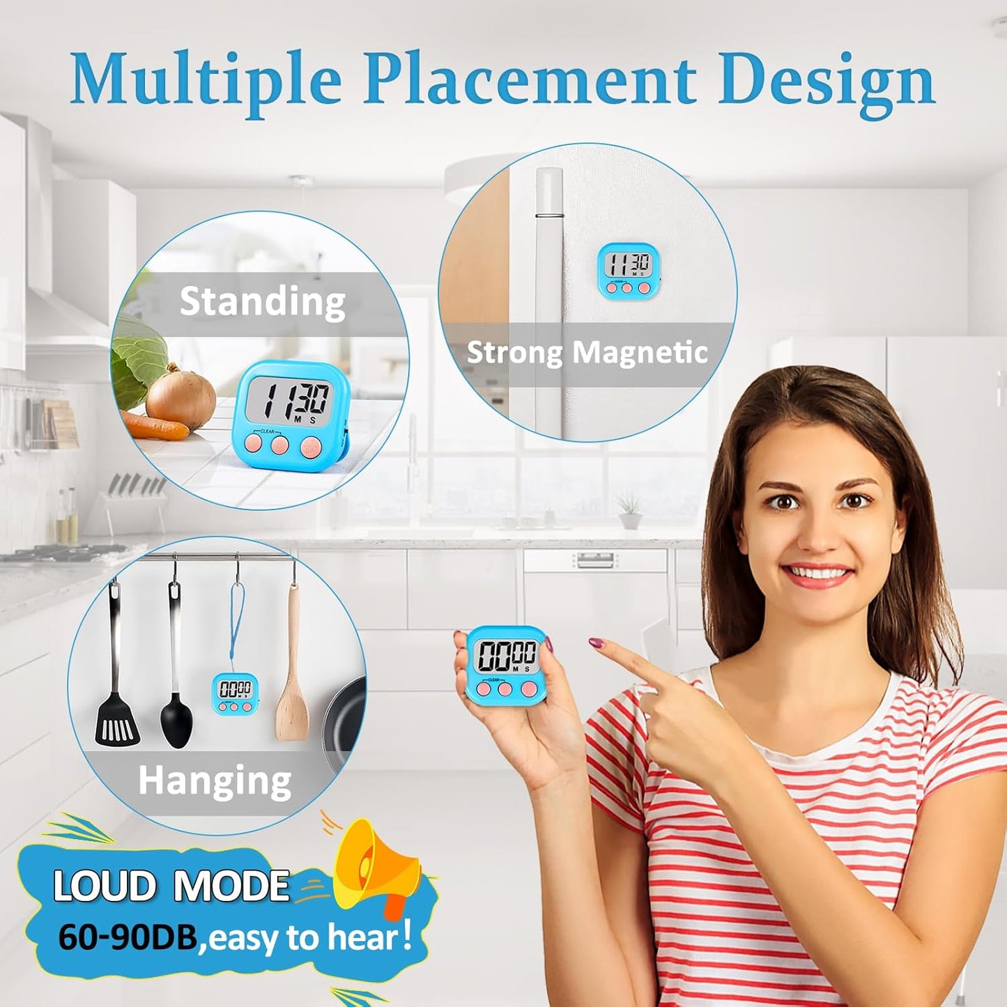 ZILLEEN Classroom Timers for Kids Classroom Magnetic Digital Kitchen Timers for Cooking Teachers Gym Game 6 Pcs