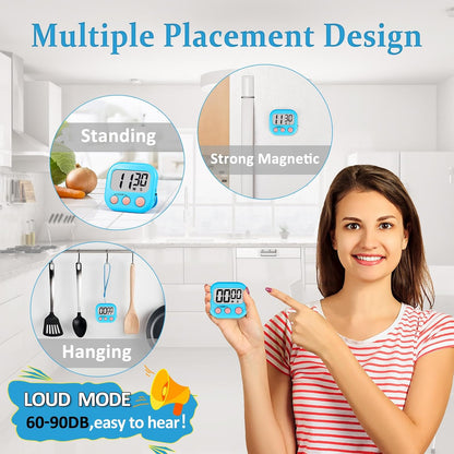 ZILLEEN Classroom Timers for Kids Classroom Magnetic Digital Kitchen Timers for Cooking Teachers Gym Game 6 Pcs