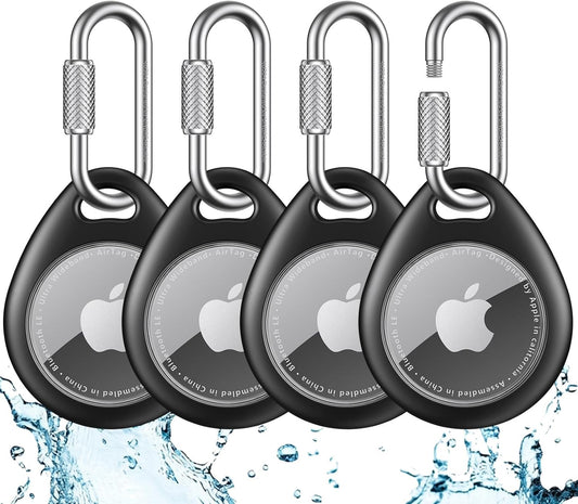 UNBREAKcable AirTag Holder for Apple - 4 Pack Air Tag Case [Professional Carabiner] [Waterproof] [Shockproof] TPU AirTag Keychain for Kids, Pets, Keys, Luggage, Backpacks