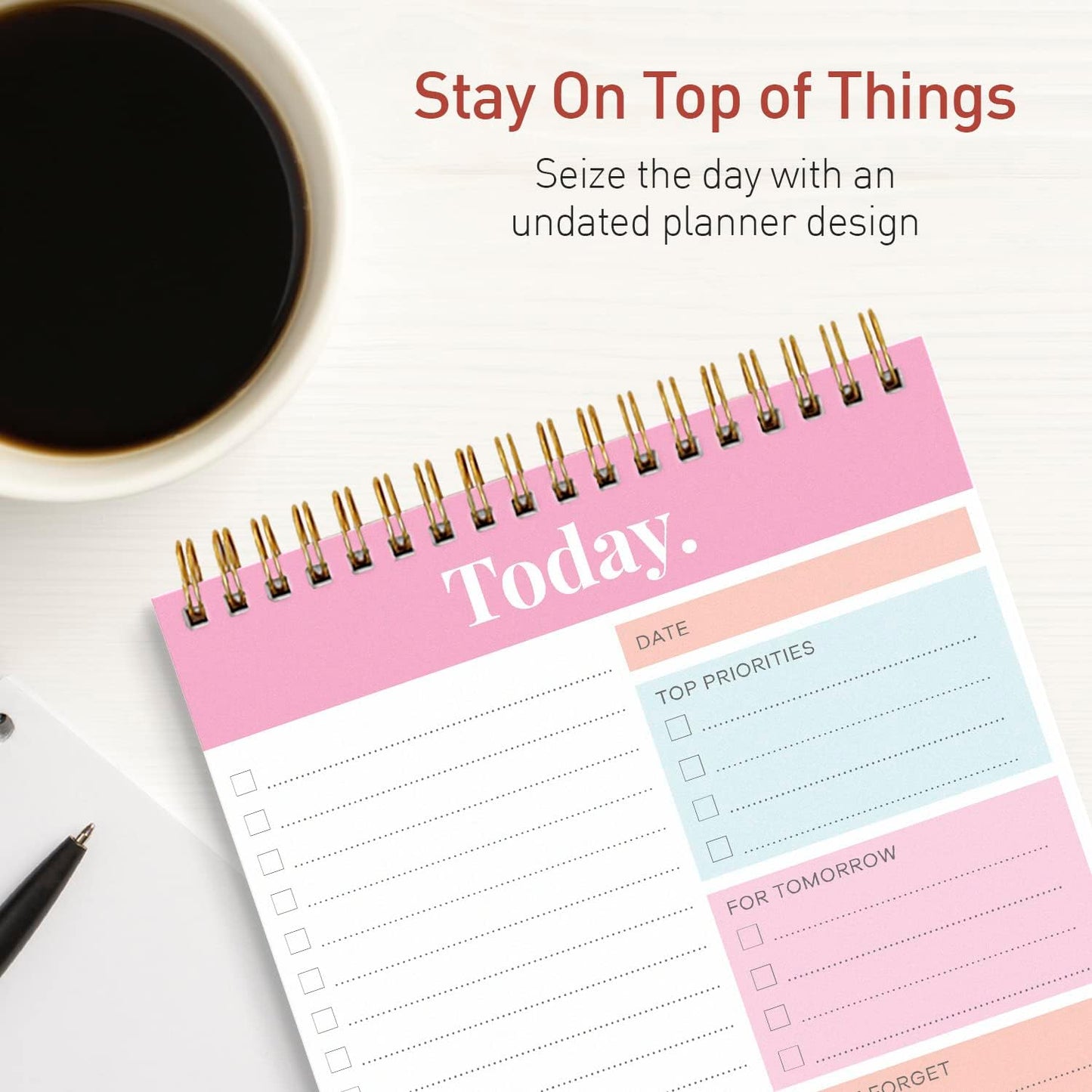 Sweetzer & Orange Daily & Weekly To Do List Notepad – Undated Work Planner & Organizer with Wish List Section, 52-Sheet Coiled Task Pad for Productivity – MAUVE To Do List Notebook for Work