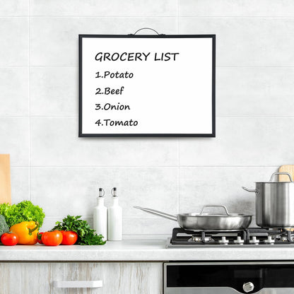 TSJ OFFICE Small Whiteboard Cork-Board - 16" X 12" Portable Aluminum Black Framed Magnetic Dry Erase Board, Small Bulletin Cork Board with Holder for Office, Home and School