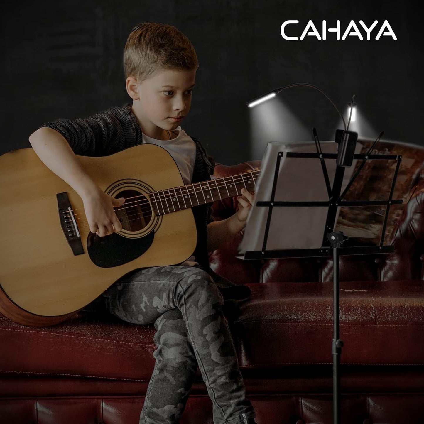 CAHAYA Portable Sheet Music Stand: Dual Use Desktop Book Holder Folding Lightweight Extra Stable Reinforced with Carrying Bag and Clip for Students Musicians Height Adjustable up to 54.3" CMS0204