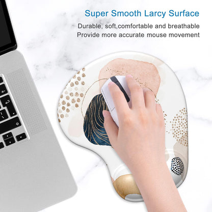 ITNRSIIET Ergonomic Mouse Pad with Gel Wrist Support Wrist Rest Smooth Surface Non-Slip PU Base Comfortable Office Supplies Pain Relief, 9.5 x 8 inches, Beach