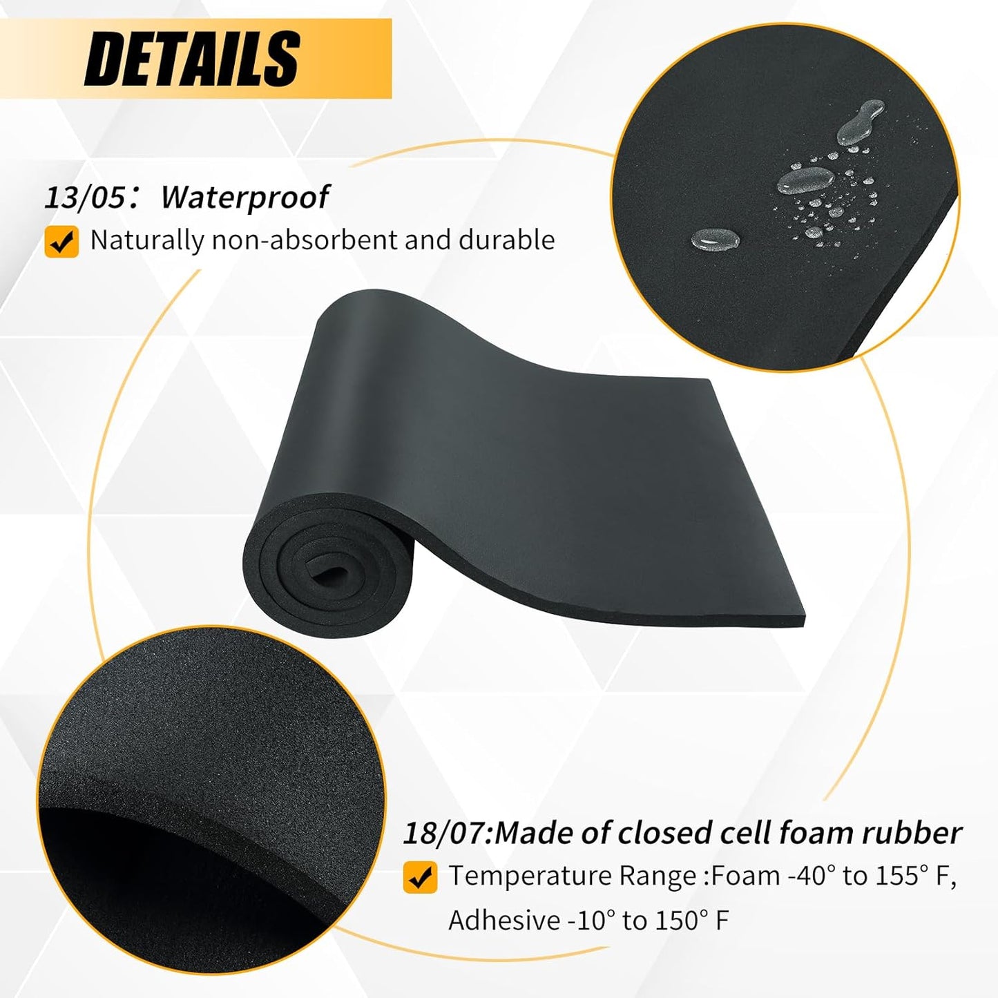 Sponge Neoprene Foam Rubber Sheet with Adhesive, 1/4" T x 12" W x 54" L, 4.5 Sqft for DIY Padding, Gaskets, Weatherproofing, Soundproofing, Vibration Dampening, Sponge Neoprene Foam Rubber Sheet