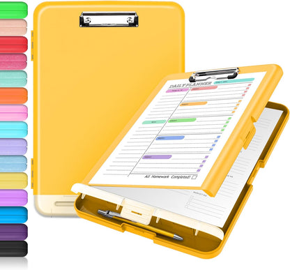 Sooez Clipboard with Storage, Clip Board 8.5 x 11 with Pen Holder, Plastic Organization Case Box for Letter Legal A4 Size Paper, Low Profile Clip, Nurses Teachers Must Haves, School & Office Supplies