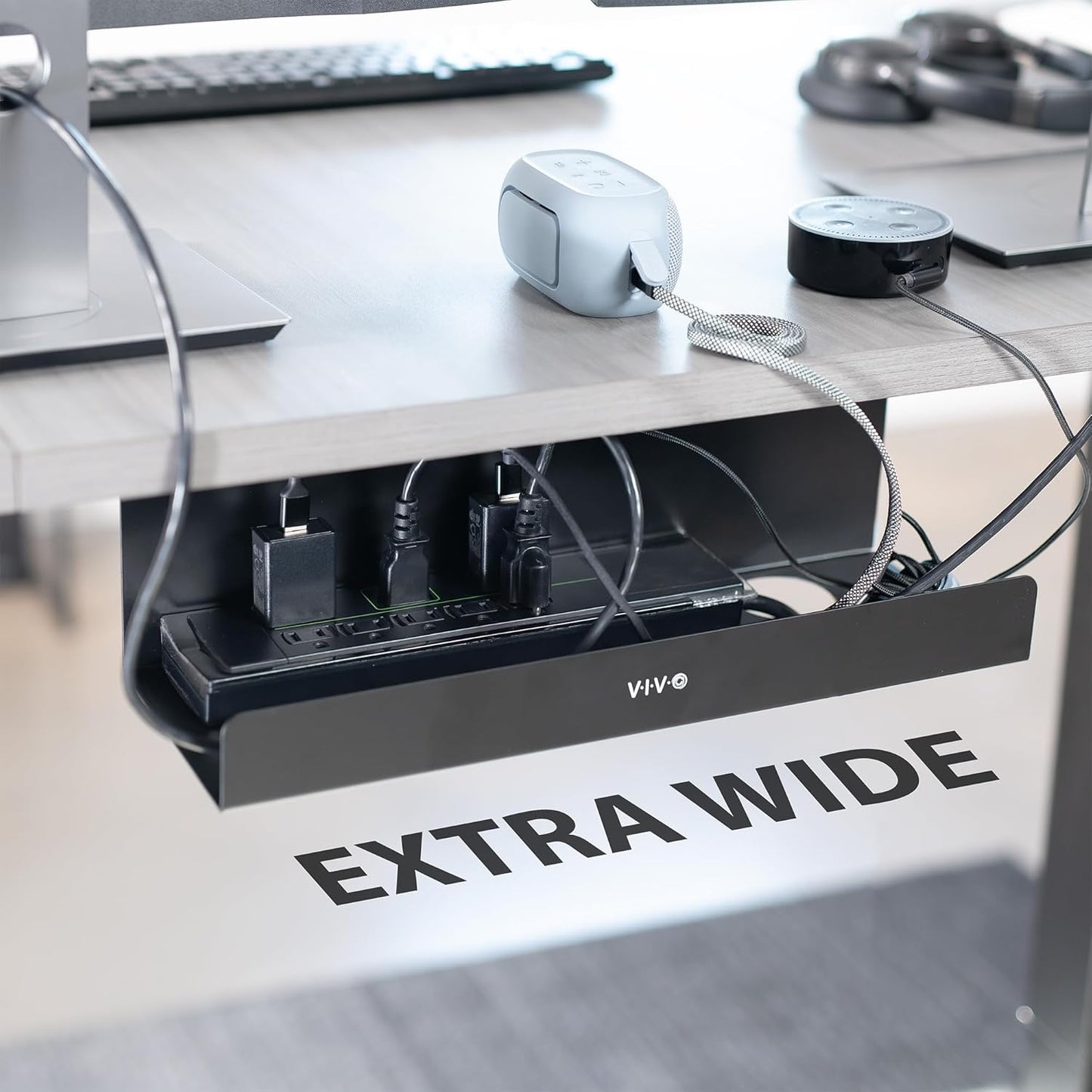 VIVO Under Desk 17 inch Cable Management Tray, Power Strip Holder, Cord Organizer, Wire Tamer for Office and Home, Black, DESK-AC06-1C