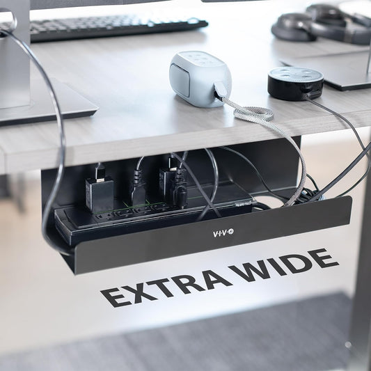 VIVO Under Desk 17 inch Cable Management Tray, Power Strip Holder, Cord Organizer, Wire Tamer for Office and Home, Black, DESK-AC06-1C
