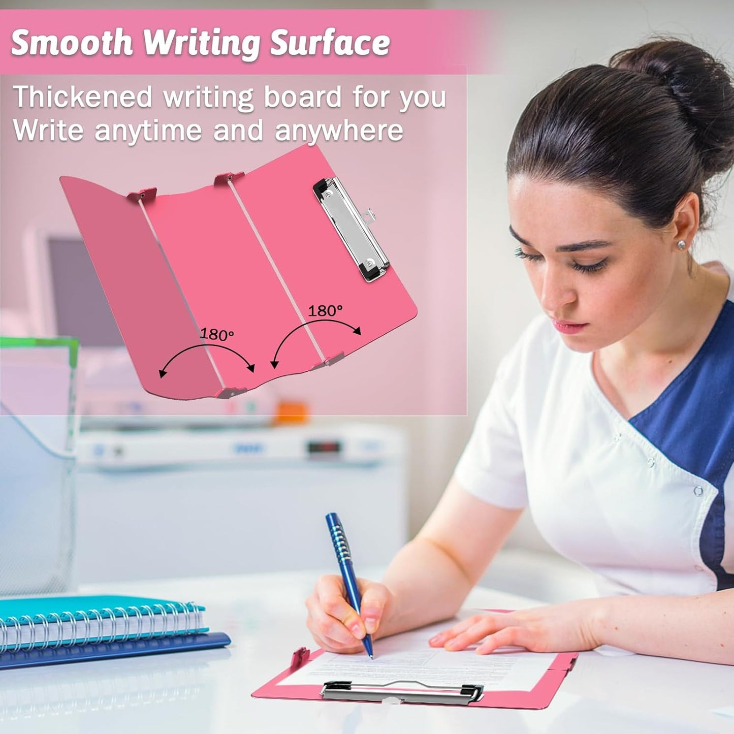 Clipboard Foldable Without Edition Cheat Sheets Aluminum 3 Layers Foldable Clipboards Pocket Size Profile Clip Clipboards Notepad for Students, Nurses,Contractor Trucker Driver