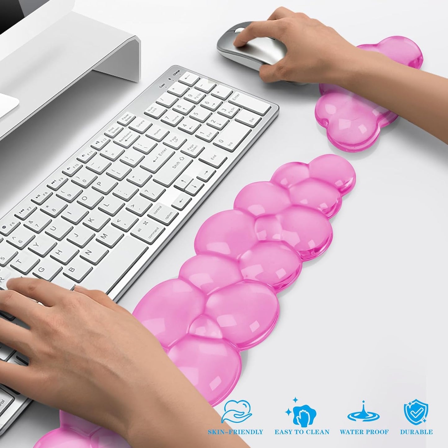 Gel Cloud Keyboard and Mouse Wrist Rest, Cute Wrist Support and Arm Support Keyboard Rest for Keyboard and Mouse Typing Pain Relief，Suitable for Office/Computer/Laptop/Gaming（White）