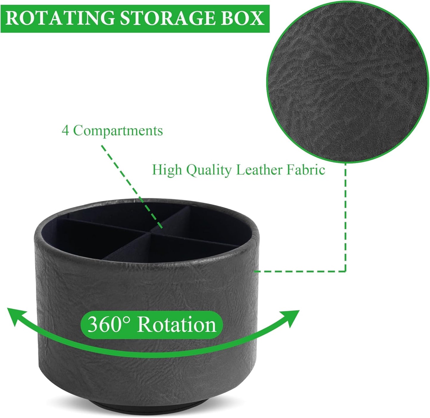 Round Leather Art Supply Organizer,Remote Control Holder,360 Degree Rotating,Multi-Functional Pencil Holder,4 Compartments Desktop Stationary Organizer(1-Fractal Flower) | Round - Colors B