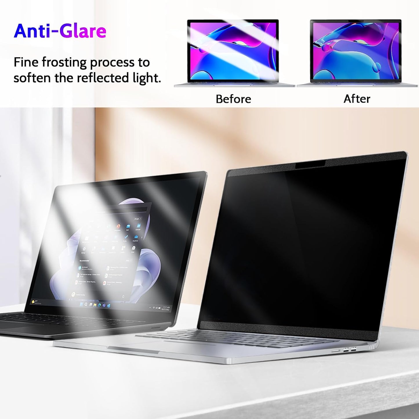 Peslv Magnetic Privacy Screen for Surface Laptop 6/5/4/3/2/1 13.5 Inch, Removable Anti Blue Light Glare Filter, Black Security Private Apy Block Protector