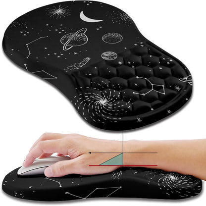 Hokafenle Ergonomic Mouse Pad Wrist Support, Wrist Rest Mousepad for Carpal Tunnel Pain Relief with Integrated Memory Foam Slope Massage Bulge (11.8x7.9 inch,Topographic Contour)