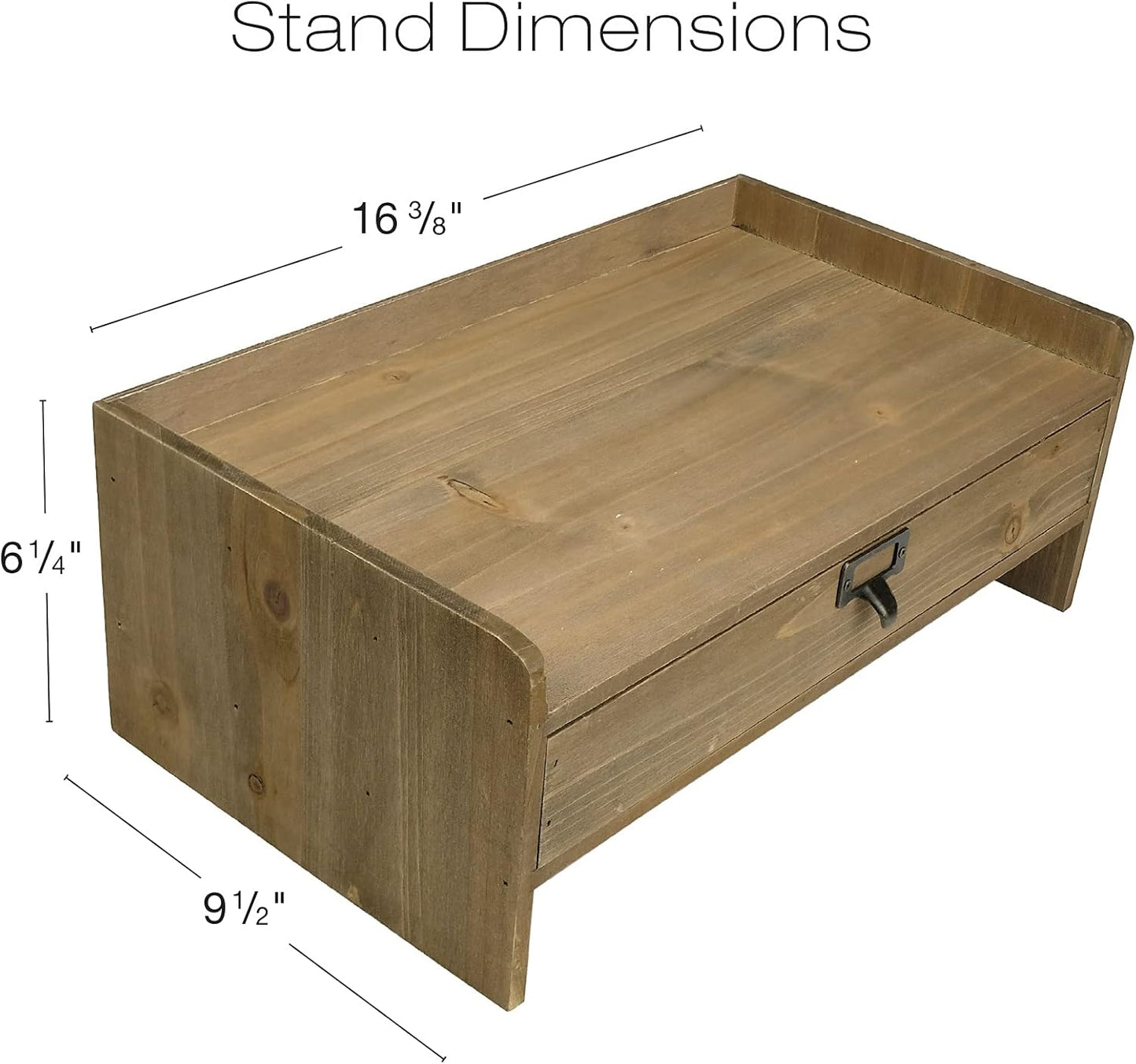 EXCELLO GLOBAL PRODUCTS Wooden Monitor Stand: Includes Drawer for Desktop Organization of Notebooks, Pens, Pencils & Office Supplies (White)