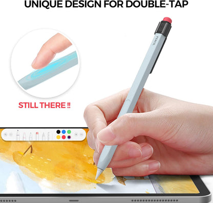 TRONWIN iPencil Case Sleeve Silicone Protective Cover Perfect Grip Skin Classic Design with Sturdy Clip Compatible with Apple Pencil 2nd Generation (Classic)