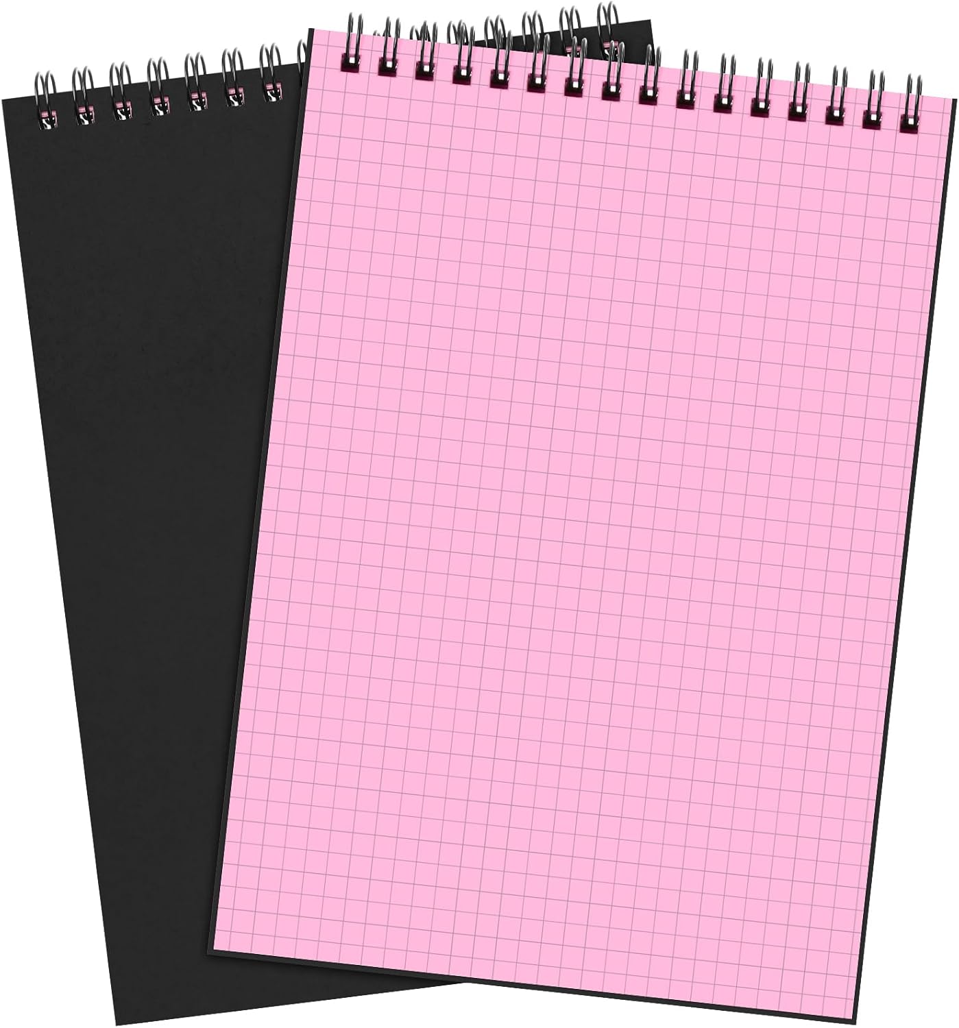 Engrowtic 6 Pack Graph Paper Spiral Notepad A5 Top Wirebound Notepad Grid Notebook Steno Pad Memo Notebook Grid Paper 140 Pages for Writing Sketching Drawing Office Supply (Black)