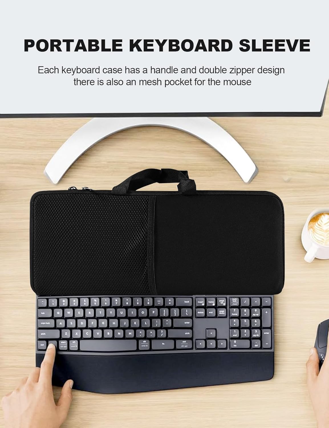Portable Keyboard Bag Laptop Keyboard Sleeve Shockproof Dustproof Neoprene Case for Logitech MK345/MK850/ for Lovaky 2.4G Ergonomic Performance Wireless Keyboard Mouse Combo