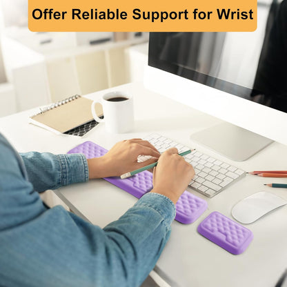 Keyboard Wrist Rest Mouse Wrist Support, Memory Foam Wrist Rest Pad for Computer Laptop, Ergonomic Wrist Cushion Support for Typing Pain Relief, Gaming Home Office, Purple