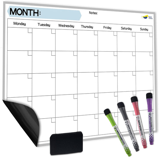 Magnetic Weekly Planner for Fridge - 17x12” Stain-Resistant Dry Erase Whiteboard Fridge Calendar with Large Writing Space for Schedules, Chores & Meals - Includes 4 Markers & Eraser