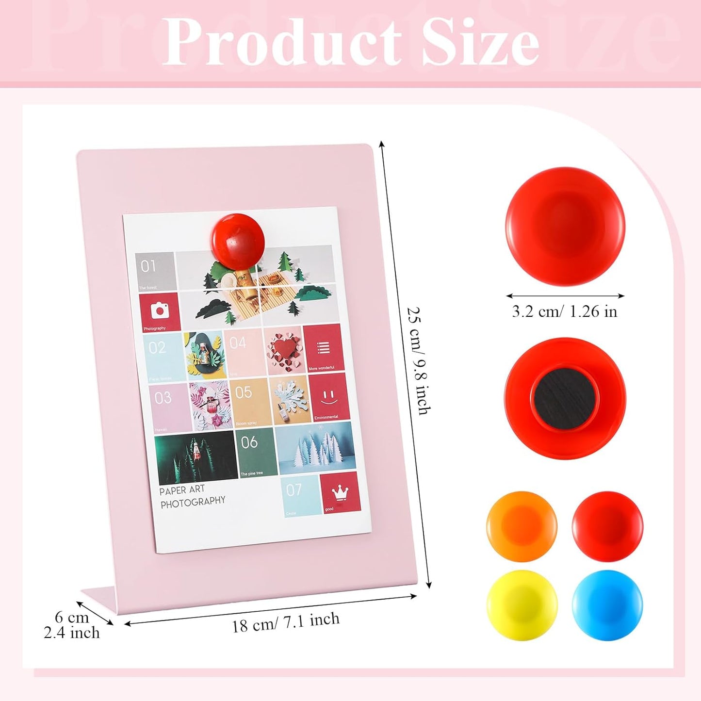 Shimeyao 2 Pcs Pink Magnetic Bulletin Board for Tabletops with 8 Magnets 10x7 Inch Memo Display Easel Stand for Home Office School Kitchen Table Supplies (Arched)