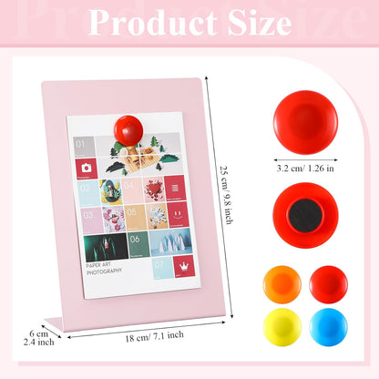 Shimeyao 2 Pcs Pink Magnetic Bulletin Board for Tabletops with 8 Magnets 10x7 Inch Memo Display Easel Stand for Home Office School Kitchen Table Supplies (Arched)